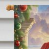 Flat-Coated Retriever and Santa Claus House Flag Large Porch Sleeve Pole Decorative Outside Yard Banner Artwork Wall Hanging, Polyester, House Size