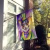 Rat Terrier King of Mardi Gras House Flag Large Porch Sleeve Pole Decorative Outside Yard Banner Artwork Wall Hanging, Polyester, House Size