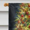 Irish Wolfhound and Santa Claus House Flag Large Porch Sleeve Pole Decorative Outside Yard Banner Artwork Wall Hanging, Polyester, House Size