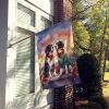 English Springer Spaniel Two Hearts House Flag Large Porch Sleeve Pole Decorative Outside Yard Banner Artwork Wall Hanging, Polyester, House Size