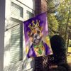 Border Terrier King of Mardi Gras House Flag Large Porch Sleeve Pole Decorative Outside Yard Banner Artwork Wall Hanging, Polyester, House Size