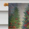 French Bulldog and Santa Claus House Flag Large Porch Sleeve Pole Decorative Outside Yard Banner Artwork Wall Hanging, Polyester, House Size