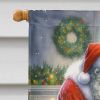Collie and Santa Claus House Flag Large Porch Sleeve Pole Decorative Outside Yard Banner Artwork Wall Hanging, Polyester, House Size, Multicolor