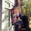 Samoyed Two Hearts House Flag Large Porch Sleeve Pole Decorative Outside Yard Banner Artwork Wall Hanging, Polyester, House Size, Multicolor