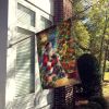 German Shorthaired Pointer and Santa Claus House Flag Large Porch Sleeve Pole Decorative Outside Yard Banner Artwork Wall Hanging, Polyester