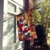 Norfolk Terrier and Santa Claus House Flag Large Porch Sleeve Pole Decorative Outside Yard Banner Artwork Wall Hanging, Polyester, House Size