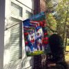 All American Samoyed House Flag Large Porch Sleeve Pole Decorative Outside Yard Banner Artwork Wall Hanging, Polyester, House Size, Multicolor