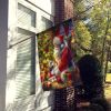 Shih Tzu and Santa Claus House Flag Large Porch Sleeve Pole Decorative Outside Yard Banner Artwork Wall Hanging, Polyester, House Size, Multicolor
