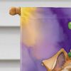 Fox Terrier King of Mardi Gras House Flag Large Porch Sleeve Pole Decorative Outside Yard Banner Artwork Wall Hanging, Polyester, House Size