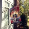 Keeshond Two Hearts House Flag Large Porch Sleeve Pole Decorative Outside Yard Banner Artwork Wall Hanging, Polyester, House Size, Multicolor