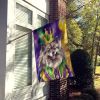 Keeshond King of Mardi Gras House Flag Large Porch Sleeve Pole Decorative Outside Yard Banner Artwork Wall Hanging, Polyester, House Size, Multicolor