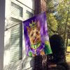 Australian Terrier King of Mardi Gras House Flag Large Porch Sleeve Pole Decorative Outside Yard Banner Artwork Wall Hanging, Polyester, House Size