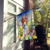Basenji Easter Egg Hunt House Flag Large Porch Sleeve Pole Decorative Outside Yard Banner Artwork Wall Hanging, Polyester, House Size, Multicolor