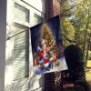 Akita and Santa Claus House Flag Large Porch Sleeve Pole Decorative Outside Yard Banner Artwork Wall Hanging, Polyester, House Size, Multicolor