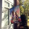 German Shepherd Two Hearts House Flag Large Porch Sleeve Pole Decorative Outside Yard Banner Artwork Wall Hanging, Polyester, House Size, Multicolor