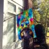 Hippie Animal Tortoise Turtle House Flag Large Porch Sleeve Pole Decorative Outside Yard Banner Artwork Wall Hanging, Polyester, House Size