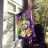 Maltipoo King of Mardi Gras House Flag Large Porch Sleeve Pole Decorative Outside Yard Banner Artwork Wall Hanging, Polyester, House Size, Multicolor