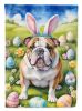 English Bulldog Easter Egg Hunt House Flag Large Porch Sleeve Pole Decorative Outside Yard Banner Artwork Wall Hanging, Polyester, House Size