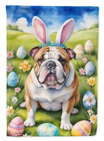 English Bulldog Easter Egg Hunt House Flag Large Porch Sleeve Pole Decorative Outside Yard Banner Artwork Wall Hanging, Polyester, House Size