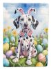 Dalmatian Easter Egg Hunt House Flag Large Porch Sleeve Pole Decorative Outside Yard Banner Artwork Wall Hanging, Polyester, House Size, Multicolor