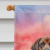 Bloodhound Two Hearts House Flag Large Porch Sleeve Pole Decorative Outside Yard Banner Artwork Wall Hanging, Polyester, House Size, Multicolor