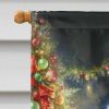 Japanese Chin and Santa Claus House Flag Large Porch Sleeve Pole Decorative Outside Yard Banner Artwork Wall Hanging, Polyester, House Size