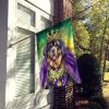 Tibetan Mastiff King of Mardi Gras House Flag Large Porch Sleeve Pole Decorative Outside Yard Banner Artwork Wall Hanging, Polyester, House Size