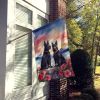 Scottish Terrier Two Hearts House Flag Large Porch Sleeve Pole Decorative Outside Yard Banner Artwork Wall Hanging, Polyester, House Size, Multicolor