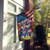 All American Shih Tzu House Flag Large Porch Sleeve Pole Decorative Outside Yard Banner Artwork Wall Hanging, Polyester, House Size, Multicolor