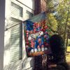 All American Bichon Frise House Flag Large Porch Sleeve Pole Decorative Outside Yard Banner Artwork Wall Hanging, Polyester, House Size, Multicolor