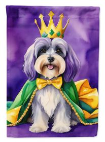 Tibetan Terrier King of Mardi Gras House Flag Large Porch Sleeve Pole Decorative Outside Yard Banner Artwork Wall Hanging, Polyester, House Size