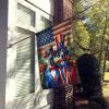 All American Great Dane House Flag Large Porch Sleeve Pole Decorative Outside Yard Banner Artwork Wall Hanging, Polyester, House Size, Multicolor
