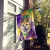 Akita King of Mardi Gras House Flag Large Porch Sleeve Pole Decorative Outside Yard Banner Artwork Wall Hanging, Polyester, House Size, Multicolor
