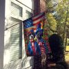All American Portuguese Water Dog House Flag Large Porch Sleeve Pole Decorative Outside Yard Banner Artwork Wall Hanging, Polyester, House Size