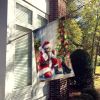 Black Pug and Santa Claus House Flag Large Porch Sleeve Pole Decorative Outside Yard Banner Artwork Wall Hanging, Polyester, House Size, Multicolor