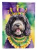 Portuguese Water Dog King of Mardi Gras House Flag Large Porch Sleeve Pole Decorative Outside Yard Banner Artwork Wall Hanging, Polyester, House Size