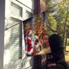Lhasa Apso and Santa Claus House Flag Large Porch Sleeve Pole Decorative Outside Yard Banner Artwork Wall Hanging, Polyester, House Size, Multicolor