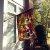 Rhodesian Ridgeback and Santa Claus House Flag Large Porch Sleeve Pole Decorative Outside Yard Banner Artwork Wall Hanging, Polyester, House Size