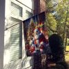 English Bull Terrier and Santa Claus House Flag Large Porch Sleeve Pole Decorative Outside Yard Banner Artwork Wall Hanging, Polyester, House Size