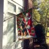 Leonberger and Santa Claus House Flag Large Porch Sleeve Pole Decorative Outside Yard Banner Artwork Wall Hanging, Polyester, House Size, Multicolor