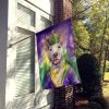 Bull Terrier King of Mardi Gras House Flag Large Porch Sleeve Pole Decorative Outside Yard Banner Artwork Wall Hanging, Polyester, House Size