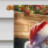 Norfolk Terrier and Santa Claus House Flag Large Porch Sleeve Pole Decorative Outside Yard Banner Artwork Wall Hanging, Polyester, House Size