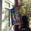 All American Australian Cattle Dog House Flag Large Porch Sleeve Pole Decorative Outside Yard Banner Artwork Wall Hanging, Polyester, House Size