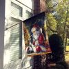 Japanese Chin and Santa Claus House Flag Large Porch Sleeve Pole Decorative Outside Yard Banner Artwork Wall Hanging, Polyester, House Size