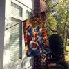 Great Dane and Santa Claus House Flag Large Porch Sleeve Pole Decorative Outside Yard Banner Artwork Wall Hanging, Polyester, House Size, Multicolor