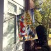 Collie and Santa Claus House Flag Large Porch Sleeve Pole Decorative Outside Yard Banner Artwork Wall Hanging, Polyester, House Size, Multicolor