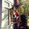 Newfoundland and Santa Claus House Flag Large Porch Sleeve Pole Decorative Outside Yard Banner Artwork Wall Hanging, Polyester, House Size, Multicolor