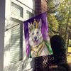 White German Shepherd King of Mardi Gras House Flag Large Porch Sleeve Pole Decorative Outside Yard Banner Artwork Wall Hanging, Polyester, House Size