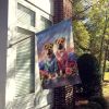 Shar Pei Two Hearts House Flag Large Porch Sleeve Pole Decorative Outside Yard Banner Artwork Wall Hanging, Polyester, House Size, Multicolor