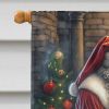 Border Collie and Santa Claus House Flag Large Porch Sleeve Pole Decorative Outside Yard Banner Artwork Wall Hanging, Polyester, House Size